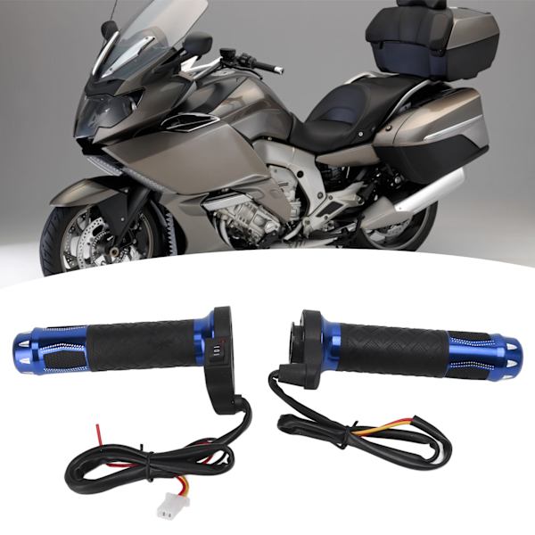 2 stk. 22mm/0.87in Elektrisk Opvarmede Greb Aluminium Legering Vinter Håndvarmer til Motorcykel Cykel Styr 12V‑14V Blå