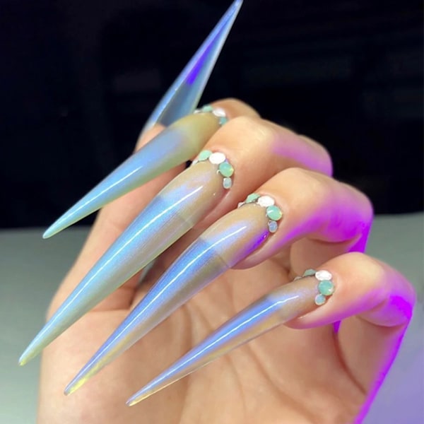 120 st Extra Långa Nageltips Full Cover Stiletto Artificiella Naglar för Nagelkonst DIY Salong Transparent