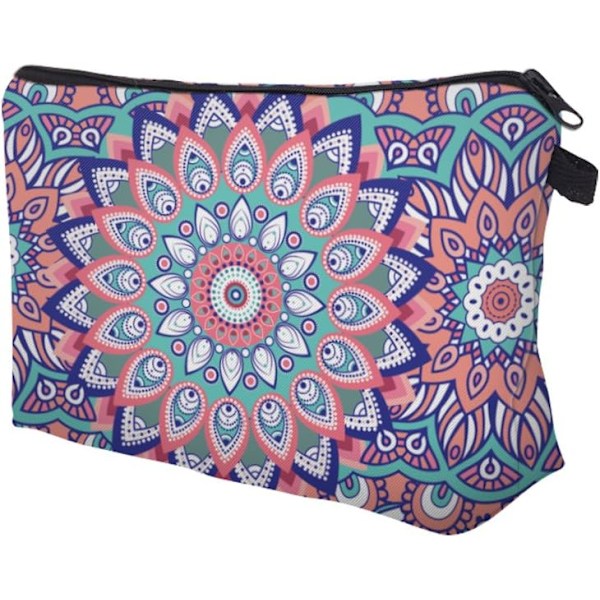 Rese-essentiell, Slitstark Sminkväska i Polyester med Dragkedja och Utsökta Mönster för Damers Toalettartiklar (3 st, Mandala Blommor)