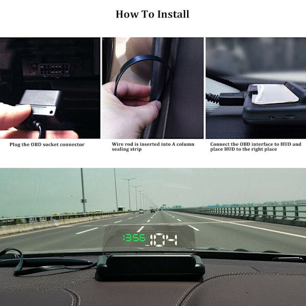 Universal 3,6 tommer HD Bil Head-Up Display HUD Monitor Multifunktionel OBD Projektor