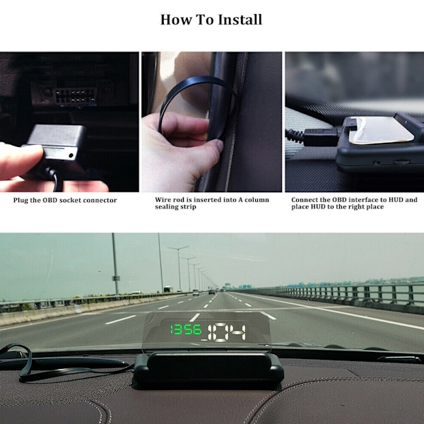 Universal 3.6 tum HD Bil Head-Up Display HUD Monitor Multifunktionell OBD Projektor