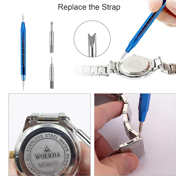 Reparationskit för klockor, för intern urverksreparation, antimagnetisk skruvmejsel för män och kvinnor, professionella verktyg för justering av klockarmband