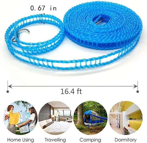 Klessnor 3-pakning blå 5 meter lang campingklessnor