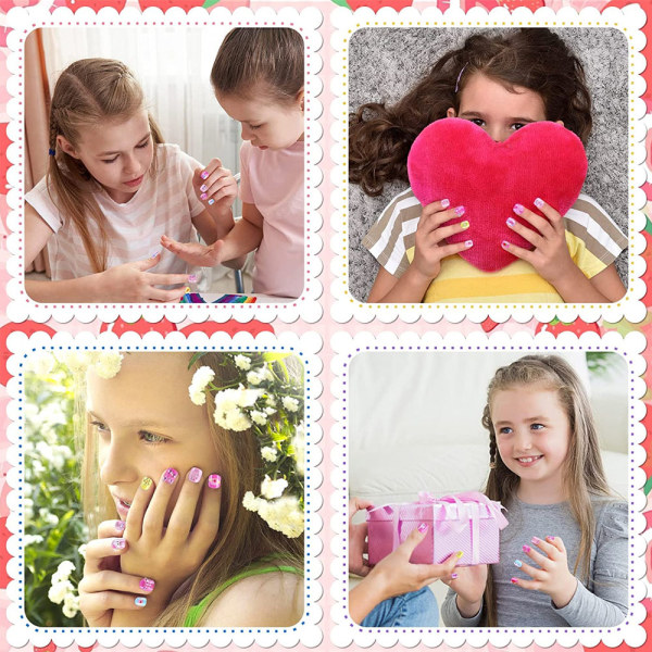 4 set påsk falska naglar för barn Korta cover False