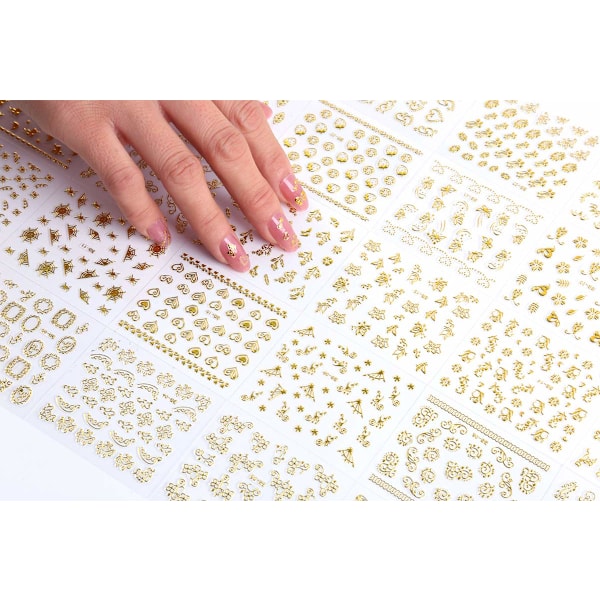 Stilfulla Nagelkonsttillbehör, Självhäftande För Snabba Och Enkla Designer, Guld Nageldesigner, Bred Användning, Säkra Material, DIY Nagelkonst, Idealisk För