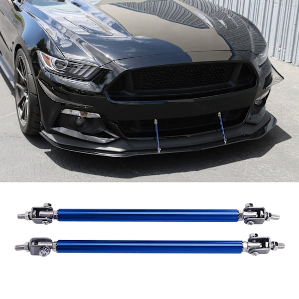 2 stk Bumper Lip Diffuser Stang 15cm Strækbar Rustfrit Stål Splitter Støtte Tie Pull Bar Blå