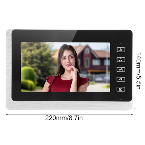 7 tommer LCD Videodørklokke Ledningsført 2-vejs Radio Nattesyn TFT Display ID-kort Regntæt 100‑240VEU Stik
