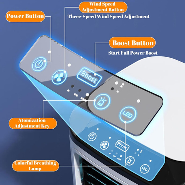 Kompakt Luftkylare, Portabla Luftkonditionerare Med USB-driven Mini Skrivbordsdesign, Justerbar Höjd För Optimal Kylning, 3 Hastigheter För Anpassning