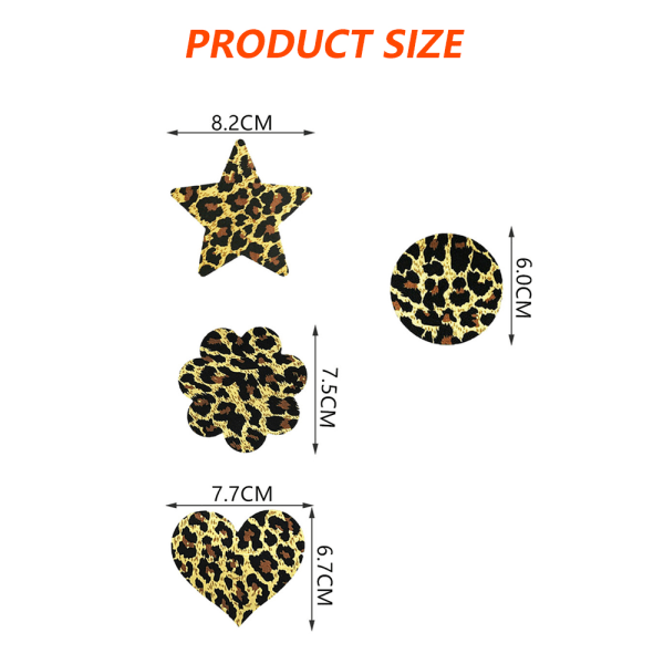 12 par brystvortedeksel selvklebende leopardprint bryst