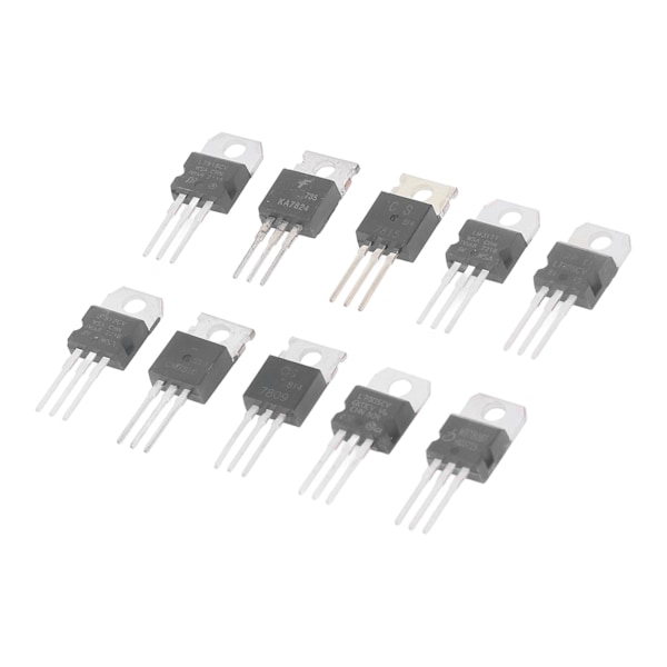 50 stk Transistor Kit TO 220 Serie LM317T L7805 L7806 L7808 L7809 L7810 L7812 L7815 L7818 L7824 10 Værdier Assorteret