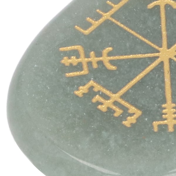 Helande Kristallsten Graverade Nordiska Vikingasymbolstenar Meditation Helande Platt Oval Symbolsten Grön