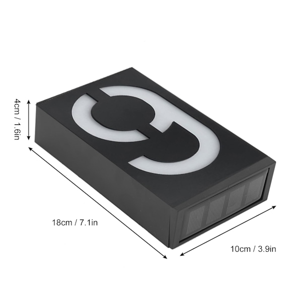 Utomhus Solcellsdriven LED Nummer Skylt Ljus Hus Hotell Butik Dörr Adress Ljus Platta (Nummer 6)
