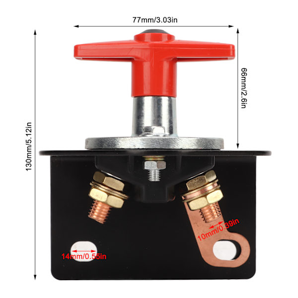 12V‑60V Batteri Afbryderkontakt med Låseplade 10mm Stud 300A Universal til RV Yacht