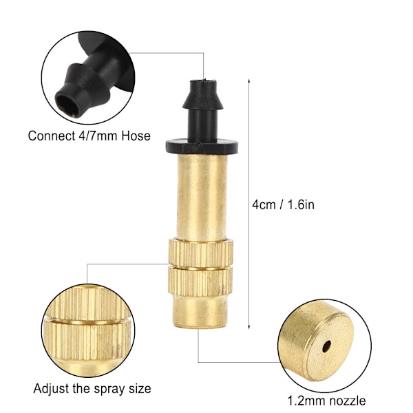 10 kpl säädettävää sumutussuutinta 4/7 mm letkulle, puutarhan sumutusjäähdytystarvikkeet