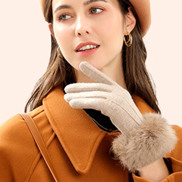 Vinterhandskar för kvinnor, pekskärm Cashmere Snow Handskar Camel