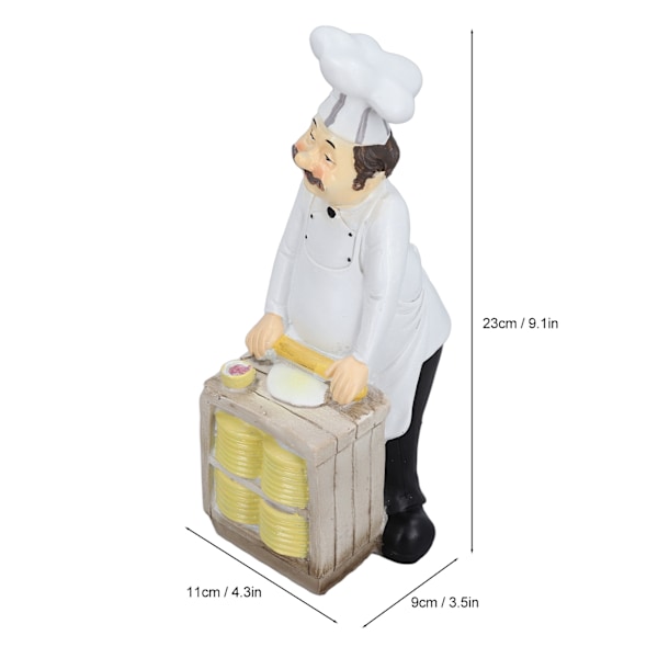 Fransk Kock Figurin 9x11x23cm Söt 3D Harts Restaurang Bord Figurin Kock Staty för Kontor