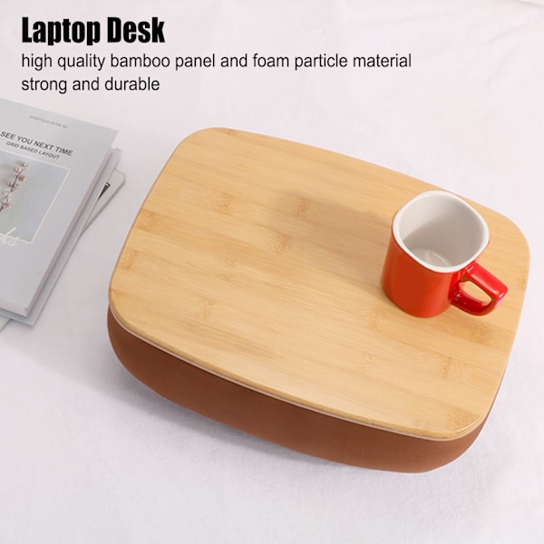 Bambubord för Laptop, Multifunktionell Ergonomisk Bärbar Laptopbord för Säng, Kontor, Mötesrum, Soffa