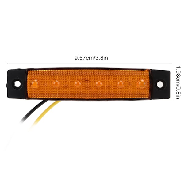 10 stk. 6LED Sidemarkerlys Amber Belysning DC12V IP68 Vandtæt Flere Formål til Lastbiler Trailere