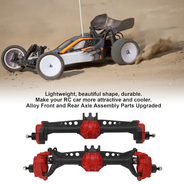 Aluminium Främre Bakre Axlar Set för SCX10 II 90027 90028 90046 90047 1/10 RC Crawler Bil RC Uppgraderingstillbehör Röd