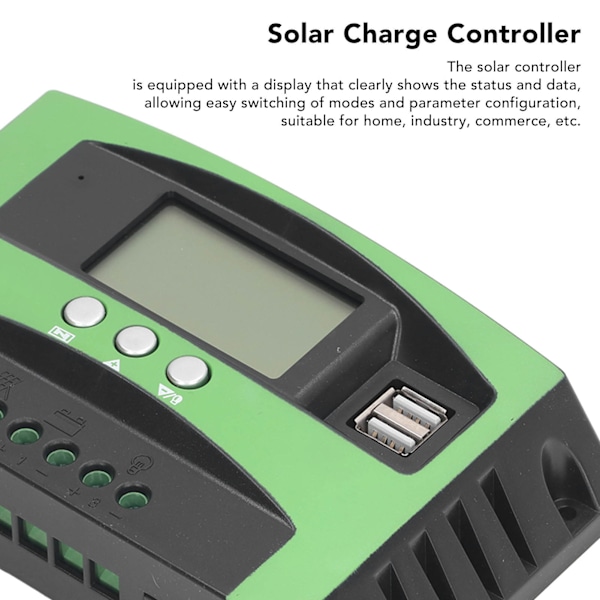 Solcelleladeregler LCD-skjerm Fotovoltaisk Solcellepanel Intelligent Regulator 12V 24V 50A