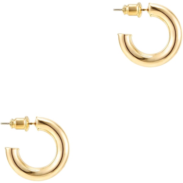 14K gullfargede lette tykke åpne bøyler | Gold Hoop Earri
