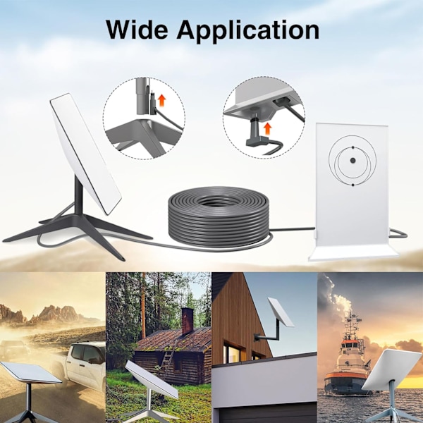 Ersättningskabel för satellit för V2 Rektangulär Satellit 1200Mbps PVC Koppar IP68 Vattentät Internet Kit Satellitkabel Förlängning Grå 10 Meter 33FT