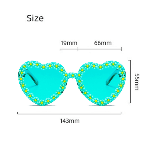 3 st hjärtformade solglasögon utan ram