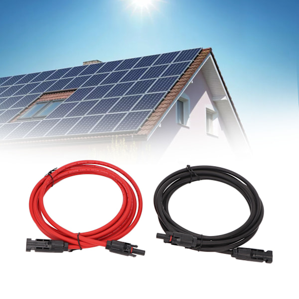 1 Par Solarkabel Förlängning 6mm² PPE Koppar Isolerad Solpanel Tråd Adapter för Husbil PV-System 4m / 13.1ft