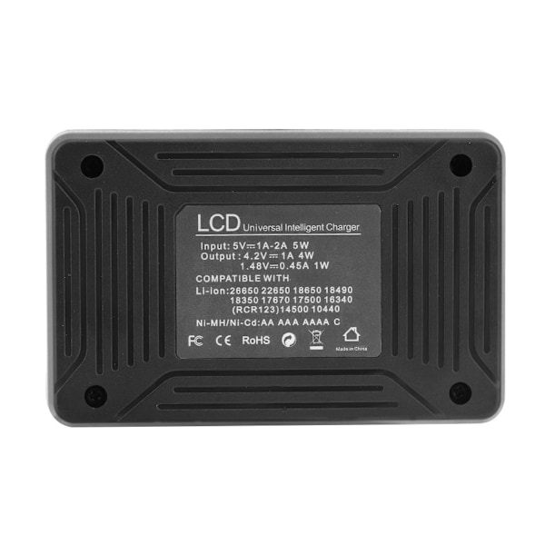 Smart Genopladelig Batterilader LCD Display med USB Kabel Enkelt Slot