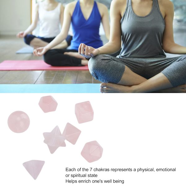 7 st Chakra Healing Crystals Geometriska Mönster Form Halvädelsten Dekorativ Positiv Energi Kristaller Ornament Rosa