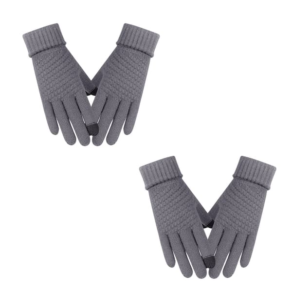 2 st vinterhandskar med pekskärm stickade handskar elastisk mudd vintervarma handskar gray