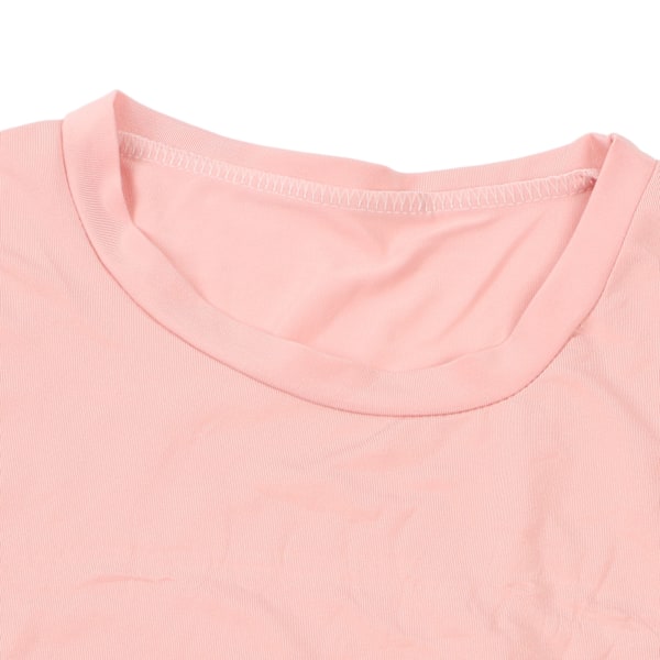 Dam 2-delat Set Kortärmad Skjorta Dragsko Långbyxor Enfärgad Casual Fritidsset Rosa M