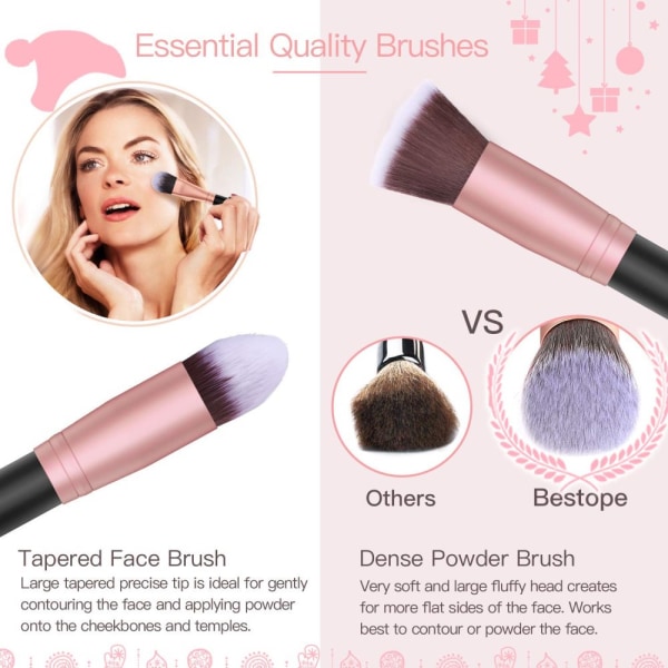 Meikkisiveltimet 16 kpl Set Premium Synthetic Foundation Brush Blending Face Powder Blush Concealers Luomivärit Make Up Harjasarja (Rose)