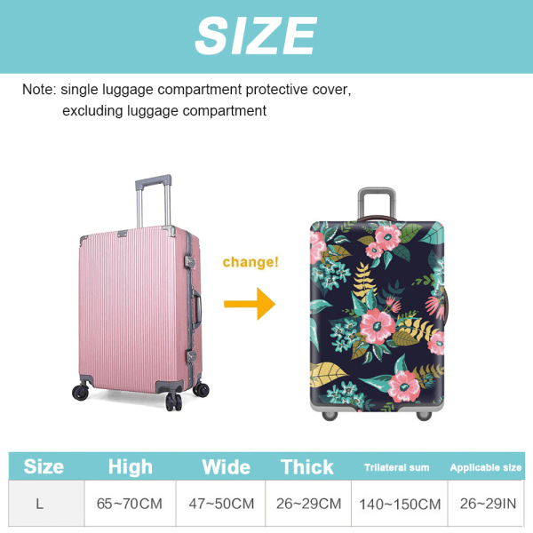 Koffertbeskytter passer til 26-28 tommers bagasje, elastisk beskyttelse(L)
