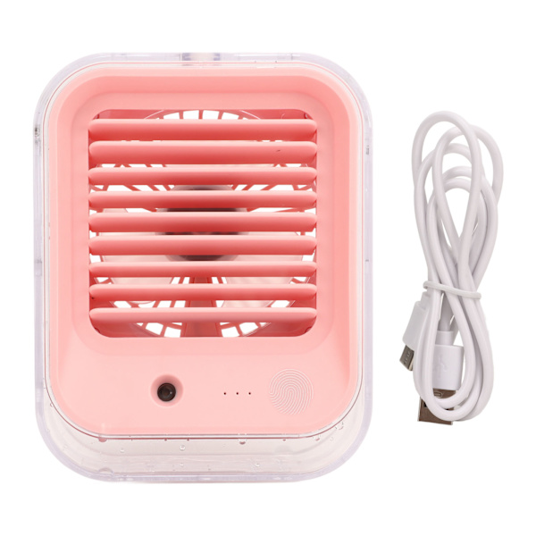Pöytätuuletin Vaaleanpunainen Hiljainen Ladattava Mini Kannettava Veden Suihke Tuuletin LED-Valolla