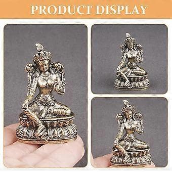 Buddha Statue Retro Grønn Tara Buddha Dekor Desktop Samleobjekt Buddha Figur