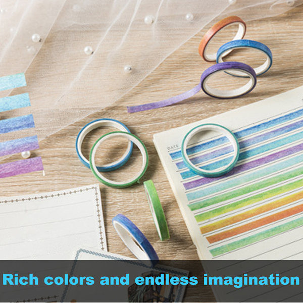 Inspirationskit, Washi Tejp Set för Hantverk, Dekorativa Tejper, Scrapbook Washi Tejp, Hantverkstejp, Journalföring, Högkvalitativt Papper, Regnbågsfärger Tunn