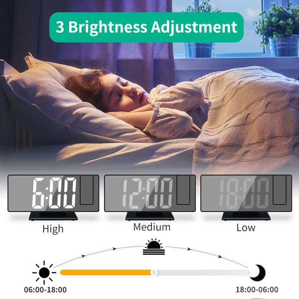Digital Väckarklocka, Projektionsväckarklocka för Tunga Sovare, Digital Klocka för Sovrum med Stor LED-Skärm, 12/24H, USB-Laddningsport, Snooze, Black-Green