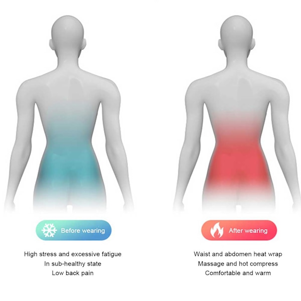 Fjerninfrarød Varmeterapi Bælte Smertelindring Justerbar Taljemassage (HovedmaskineBælte)(XL)