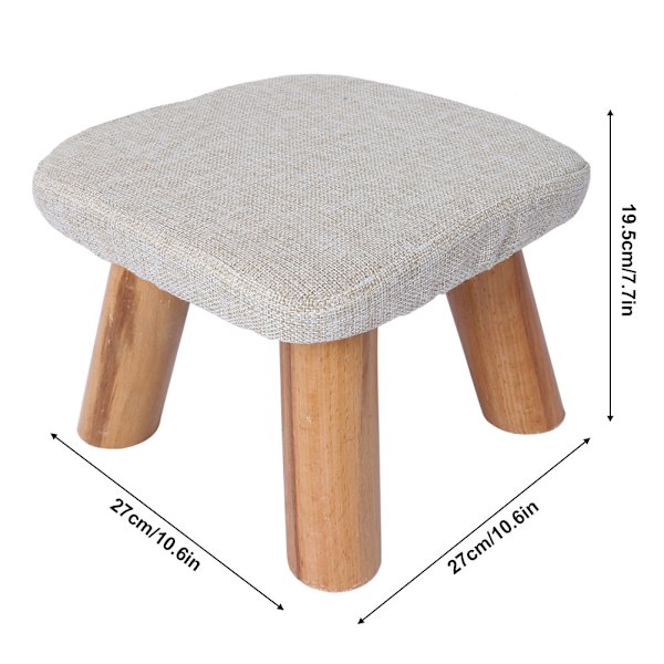 Pyöreä Ottoman-jakkara Pieni Puinen Pehmeä Lepojakkara Istuin (Beige)