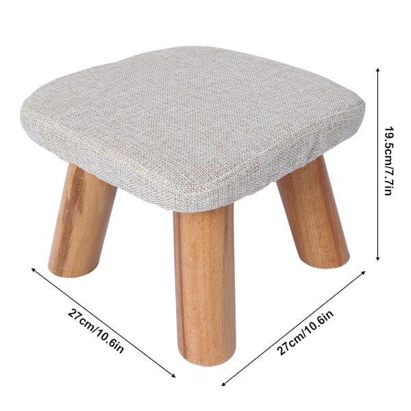 Round Ottoman Stool Small Wooden Soft Rest Chair Seat (Beige)