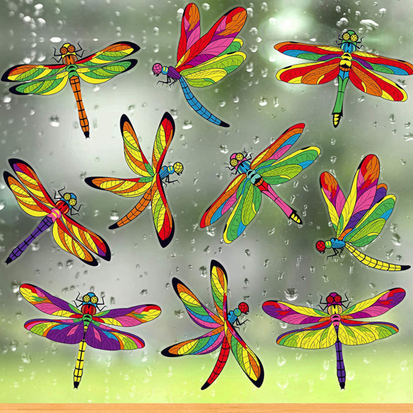 Dragonfly fönsterdekal med elektrostatiskt glas klistermärke utan lim