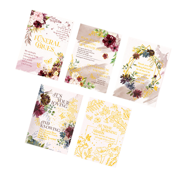 Spet Blommig Scrapbook Papper Guldstämpling Utsökt Dekorativt DIY Journal Papper för Hantverk