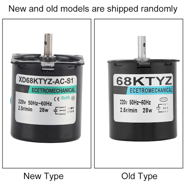 XD68KTYZACS1 AC220V 28W Permanent Magnet Synkronväxelmotor CW/CCW 2.5 varv/min