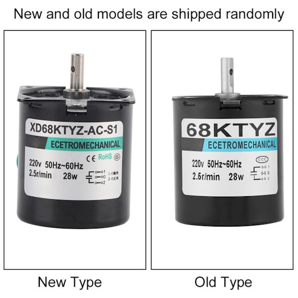 XD68KTYZACS1 AC220V 28W Pysyvämagneettinen synkroninen vaihteistomoottori CW/CCW 2.5 r/min