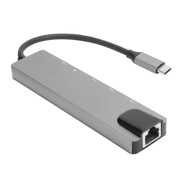 6 i 1 Type-C Dockingstasjon Type-C til PD/HDMI/RJ45/USB3.0 Kabeladapter Konverter
