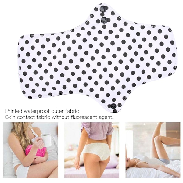 5 stk Kvinnelige Sanitærbind Bomulls Gjenbrukbare Lekkasjesikre Vaskbare Gravide Kvinne Menstruasjonsbind L 20cm x 29.5cm