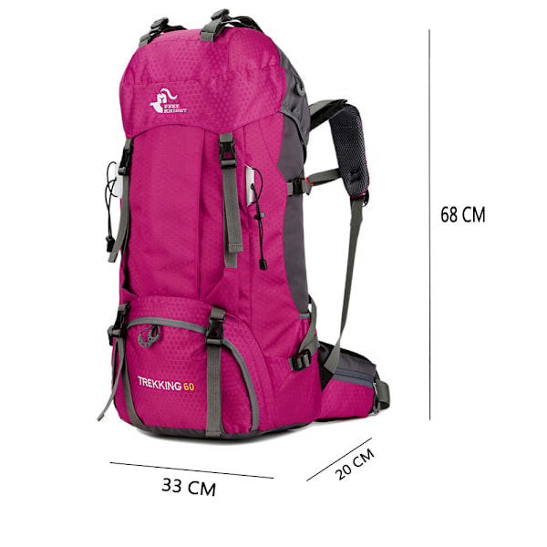 Bekväm 60L Vandringsryggsäck, Matt Ytdesign Utomhus Rese-dagsryggsäck med Ergonomiska Vadderade Remmar för Män Kvinnor