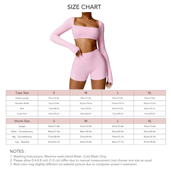 Dam 2-delat Yoga Set Mode Avslappnad Snabbtorkande Andningsbar Elastisk Dam Långärmad Topp Högmidjade Shorts Rosa XL