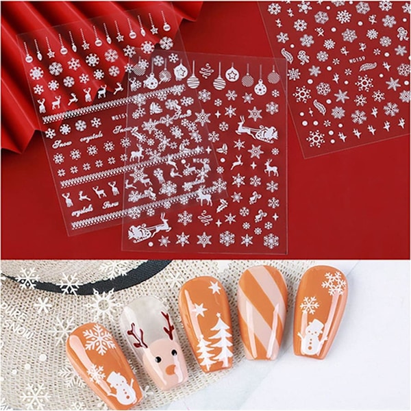 Självhäftande Snögubbe Stickers, Eleganta Nageldekorationer för Jul- och Vinterfirande, Lämpliga för Användning Hemma och i Salong, Enkel Applicering för Alla